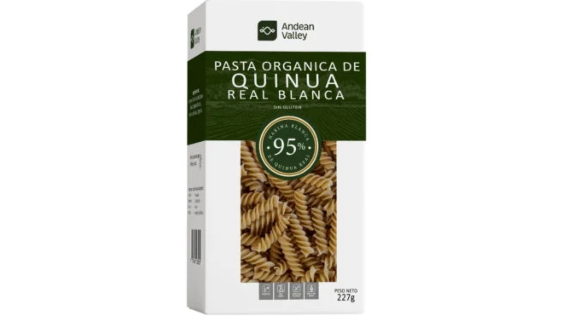 Pasta Orgánica de Quinoa Real Blanca Andean Valley – 227g